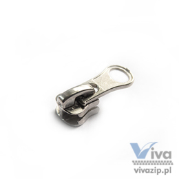 D-5010 metal slider with autolock pull for plastic (chunky) zipper tape No. 5, available in any color or nickel, dark nickel and oxide