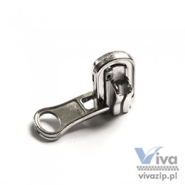 D-5080 metal slider with reversible autolock pull, for plastic (chunky) zipper tape No. 5, available in any color or nickel and oxide.