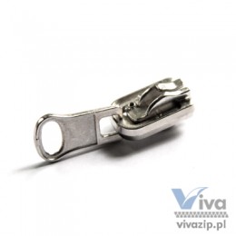 N-2020 metal slider with reversible autolock pull, for nylon coil zipper tape No. 5, available in any color or nickel and oxide.