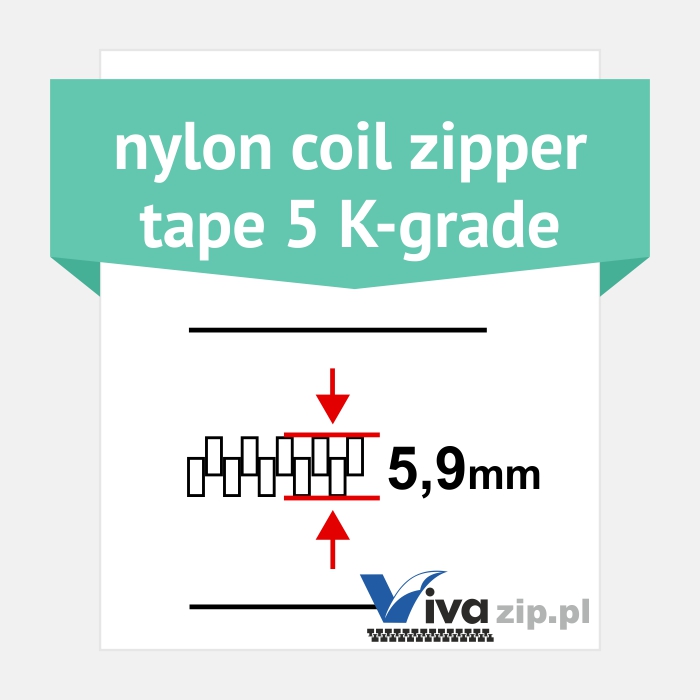 Nylon coil zipper tape No. 5 k-grade - width