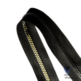 Kunststoff Reißverschlussband Nr. 5, schwarz mit Gold